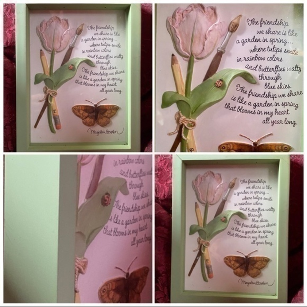 Marjolein Bastin Friendship Natures Sketchbook Framed Wall Art Table Stand 8.5”H